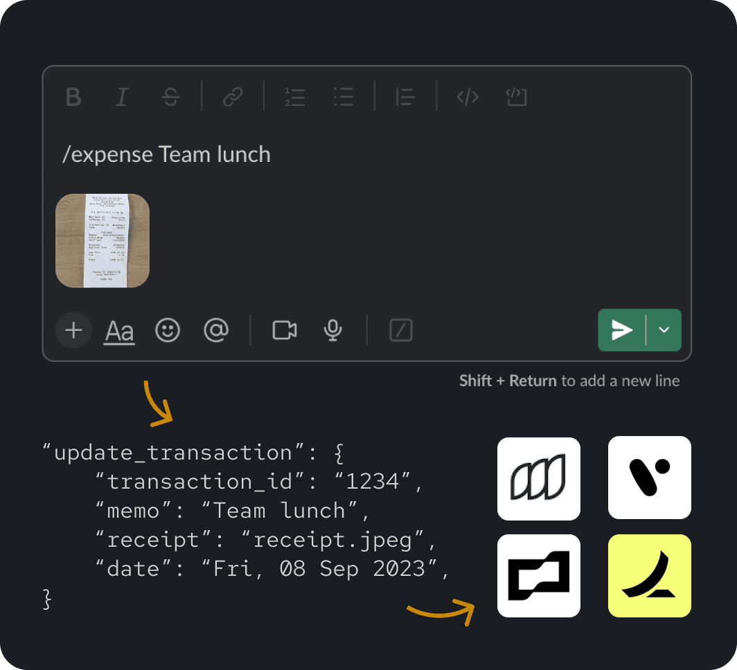 Example flow for uploading an expense receipt